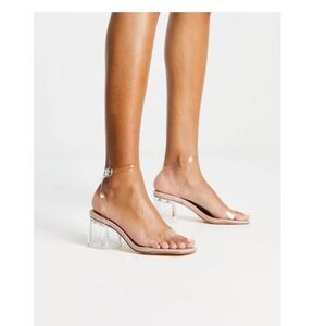NWOT Truffle Collection Clear Strap Block Heel Sandals | Size 7
